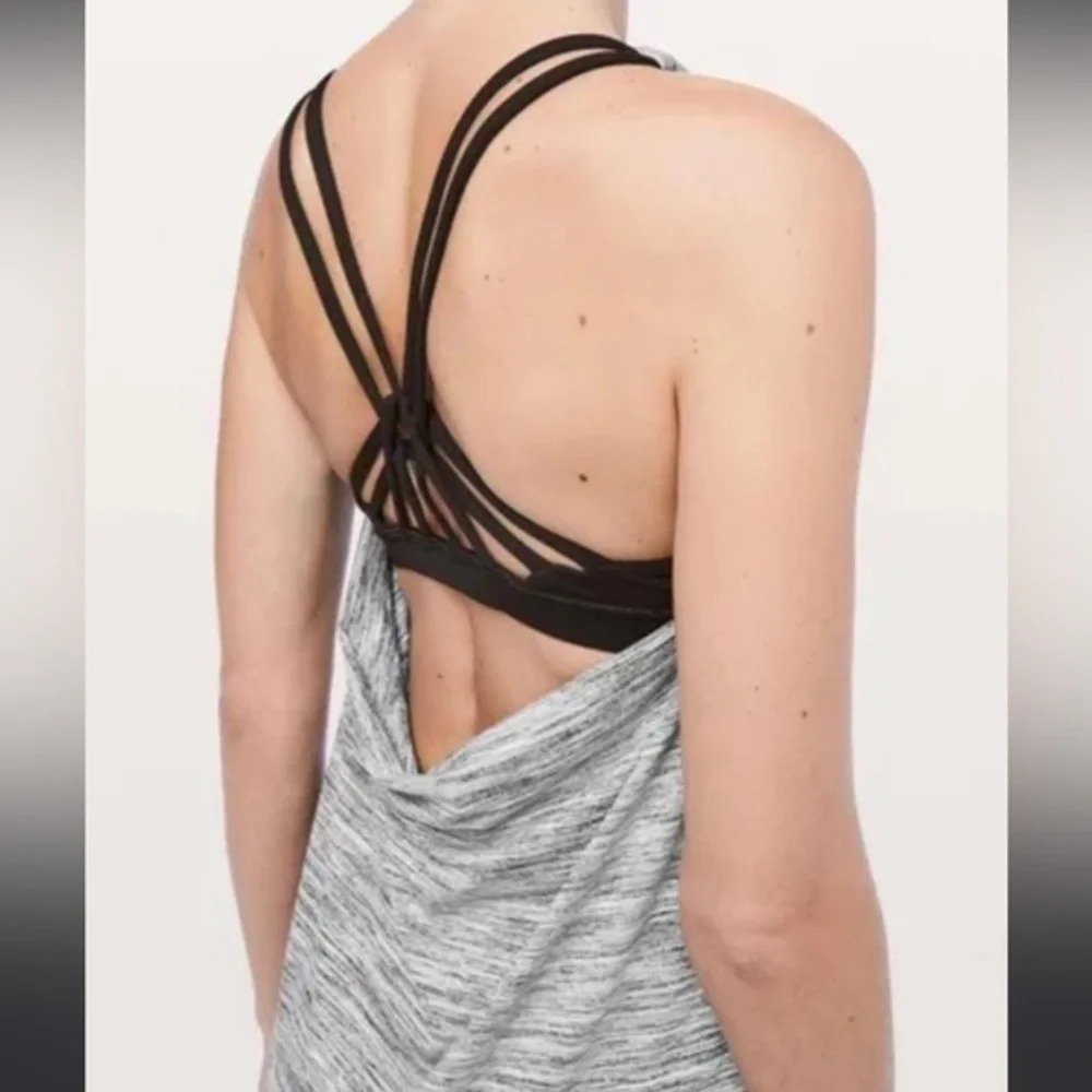 Lululemon Tank Top with Built In Bra Size 4 Black White Athletic Yoga Top